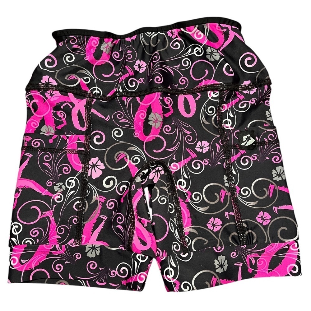 Sparkle Skirts Pink/Black Multi Floral Running Arhletic Shorts Size XS